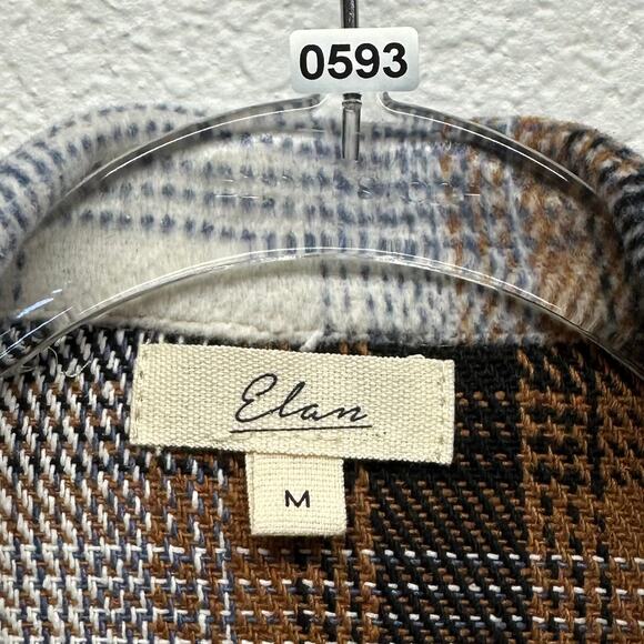 Elan Women’s Sz M Plaid Pattern Short Jacket, Pockets, Blue, Brown, Tan & Cream - Picture 13 of 15